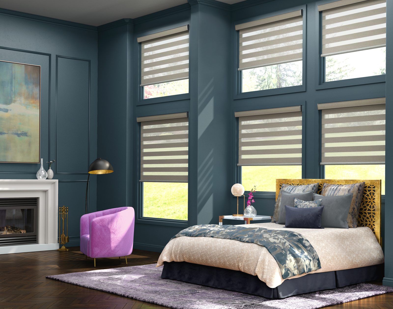 Allure shades in a bright bedroom