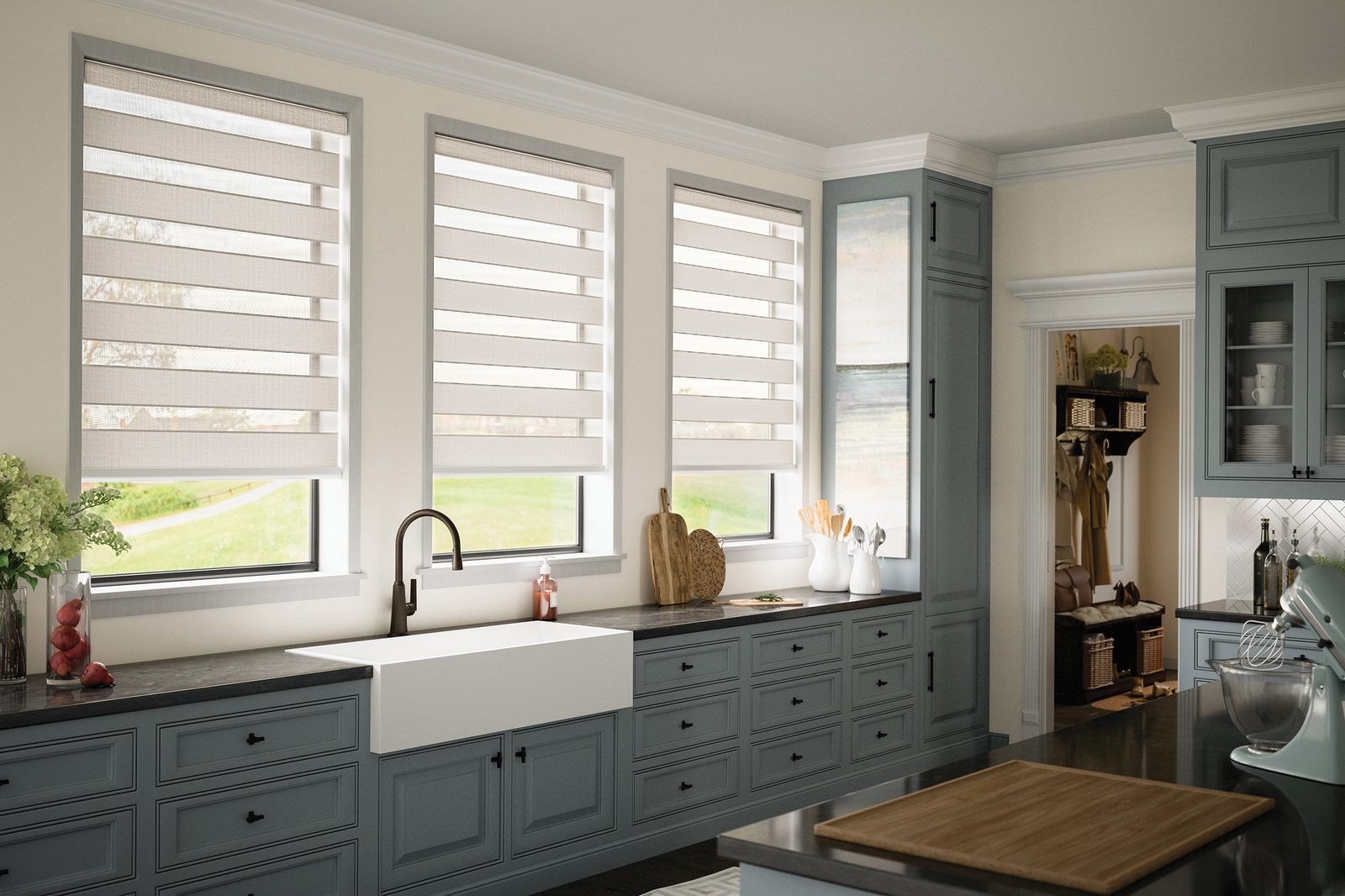 Allure transitional shades in a grand kitchen