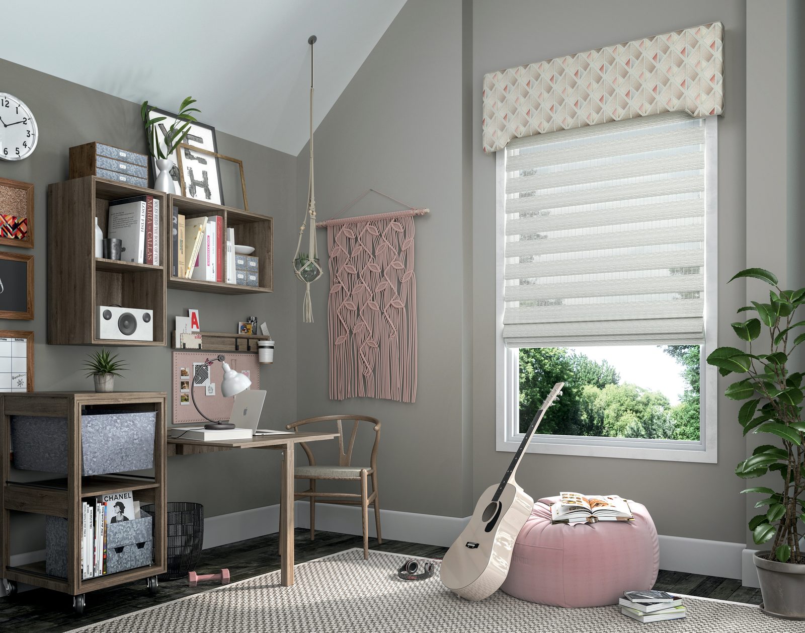 Manh Truc woven shades in a study loft