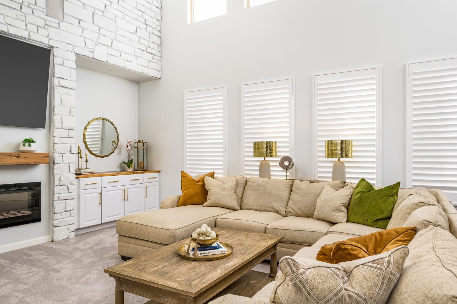 Monon plantation shutters in a living room